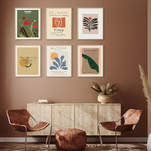 Image of Habseligkeit Matisse Wall Art Prints, Abstract Bedroom Wall Decor, Posters for Girls' Room Aesthetic Vintage Set of 6, 11 inchx14 inch Unframed