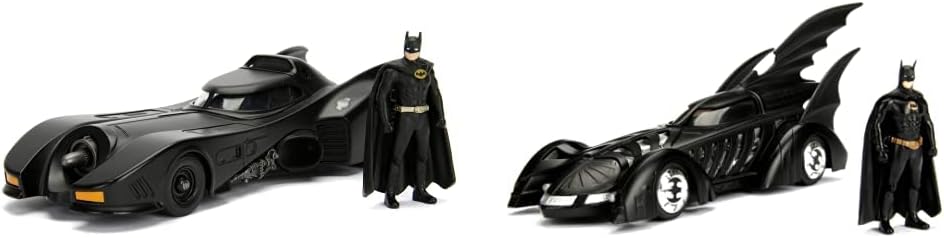 Jada BATMAN 1989 BATMOBILE 1:24 SCALE DIE-CAST REPLICA & BATMAN 1995 BATMOBILE 1:24 SCALE DIE-CAST REPLICA