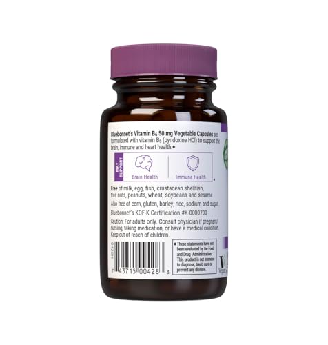 image for Bluebonnet Nutrition Vitamin B6 50 mg, Nervous System*, Heart Health*,