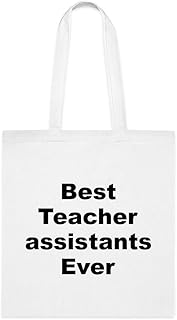 Bolsa Tote Assistants Teacher, Best Teacher Assistants Ever Bag, Teacher Assistants Gifts, Teacher Assistants Gifts, Teacher Assistants Mala de Ombro Professores, Bolsas Reutilizáveis, Ideia de Presente de Cesta de Natal de Aniversário, Branco