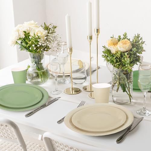 Whaline Paper Tableware Set Serves 24 Gradient Color Disposable Dinnerware 9" Plates 7" Plate 9oz Cups Paper Napkins for Party Supplies - Image 7