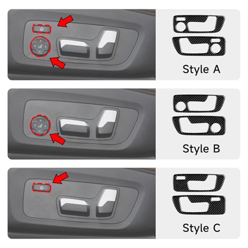 Image of 2PCS Seat Adjustment Knob Switch Buttons Cover Trim Carbon Fiber Decal Sticker fits for BMW X3 G01 X4 G02 X5 G05 X6 G06 2018-2024 Accessories (Style B)