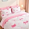 Wajade 7 Piece Pink Bow Bedding Set for Girls Kids Queen Size Comforter Set with Sheet and 2 Pillowcases 2 Pillow Shams Cute Girls Bed in a Bag as Birthday Choice #4