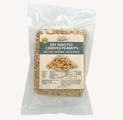Beyond Nature Dry Roasted Chopped Peanuts – Unsalted 1 Pound (16 oz) Vacuum Sealed, Non GMO, No Oil & No Salt, Low Carb, Keto Friendly & Vegan Snack