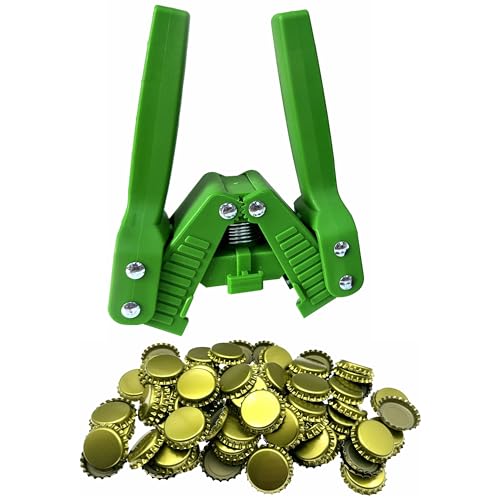 WENNING Manual Beer Bottle Capper Tool with 150 count Beer Bottle Caps,26mm Beer Corking Machine for Home Brewing (GREEN)