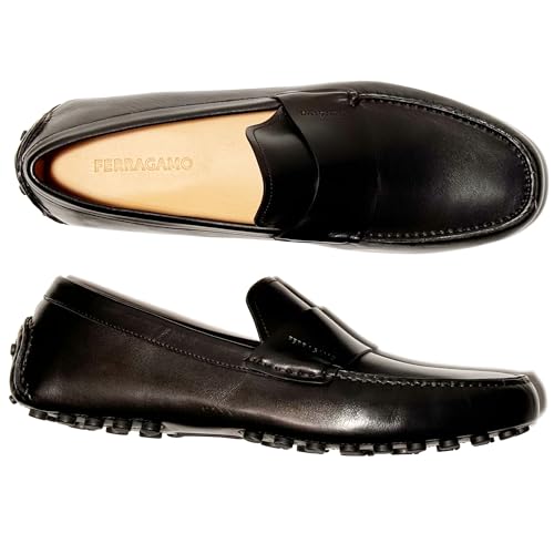 GIULITO Men's Strap Loafers Black Leather Drivers Dress Moccasin Slip-on (Salvatore3