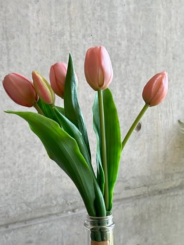 Image of PAPERI Artificial Flowers for Vase - Decorative Home Decor for Living Room, Bedroom, Office Table, Centerpiece & Wedding Decoration (Pink Tulips) Pack of 5 Pcs