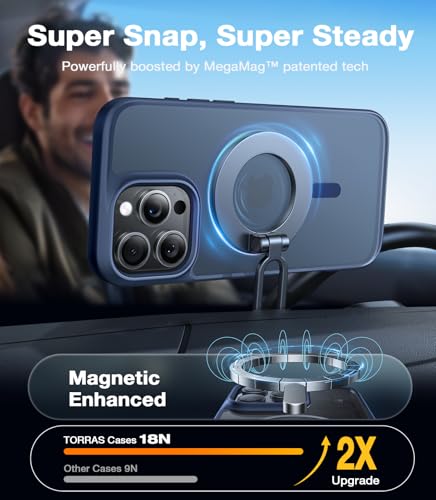 Image of TORRAS Magnetic Shockproof for iPhone 16 Pro Max Case, Fit for MagSafe Blue