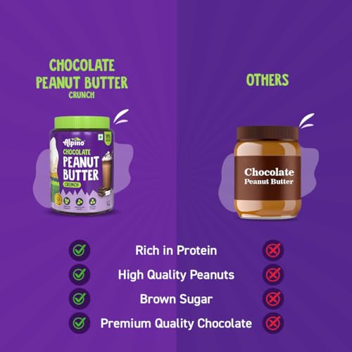Image of ALPINO Chocolate Peanut Butter Crunch 2.5kg - Roasted Peanuts, Chocolate Paste, Brown Sugar & Sea Salt - 24g Protein, non-GMO, Gluten Free, Vegan - Plant Based Peanut Butter Crunchy