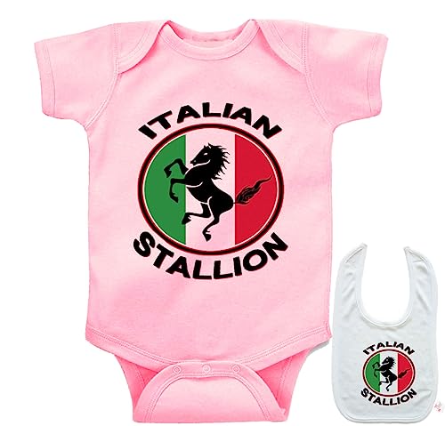 Italian Stallion Custom Printed boutique Baby bodysuit onesie & Matching bib3