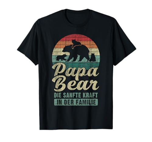 Papa Bear, 3 Bären-Welpen, Papa 3 Kinder, Vatertag, Bär T-Shirt