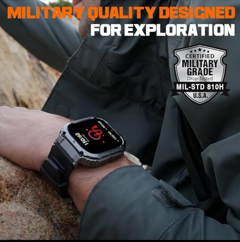 Image of Smart Watch for Samsung Galaxy A15 5G Military Smart Watch for Men (Answer /Make Call), 1.85in HD Tactical Sports Rugged Smartwatch, Fitness Tracker Watch for Android /iOS Phones - Black