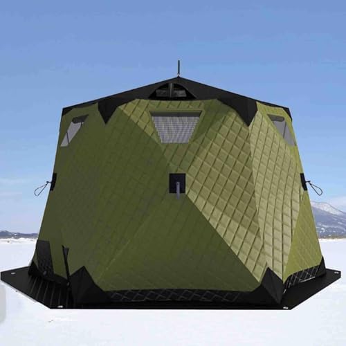 Portable Winter Fishing Tent, Insulated Pop-Up Ice Shelter with Stove Jack, 7 Ice Anchors, All-Weather Thermal Design, Easy Setup, Panoramic View for Ultimate Comfort