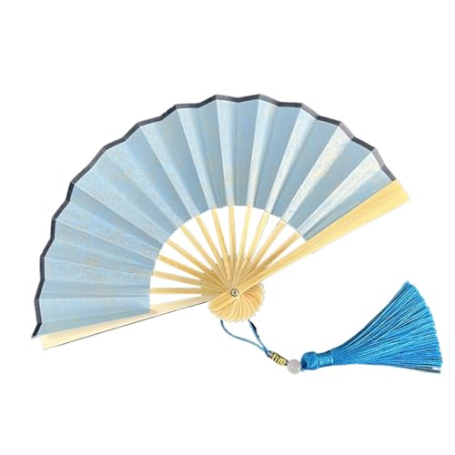 TTOBHF 4-6inch Mini Foldable Hand Fan for Women Portable Handheld Folding Fan for Weddings Fashion Accessories and Gifts(6in,Sky Blue)