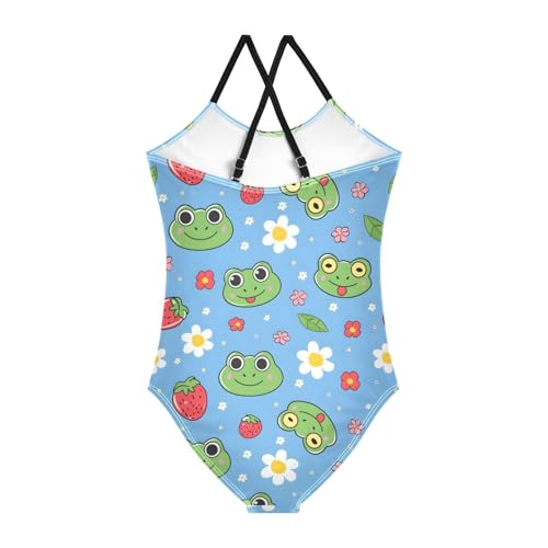 Image of Cartoon Frogs Girls One Piece Swimsuits Summer Quick Dry Beach Bathing Suit