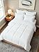 Queen Comforter Set - 7 Piece Bed in a Bag Queen Size Bed Set - Down Alternative Comforter, Flat Sheet, Fitted Sheet, Pillowcase & Shams for All Seasons - Ultra Soft, Cozy, Comfy & Breathable - White