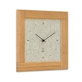 Natuhr Drewniany, filcowy zegar ścienny Stube drewniany dąb lite drewno - cichy, cichy mechanizm zegarowy Junghans (biały)