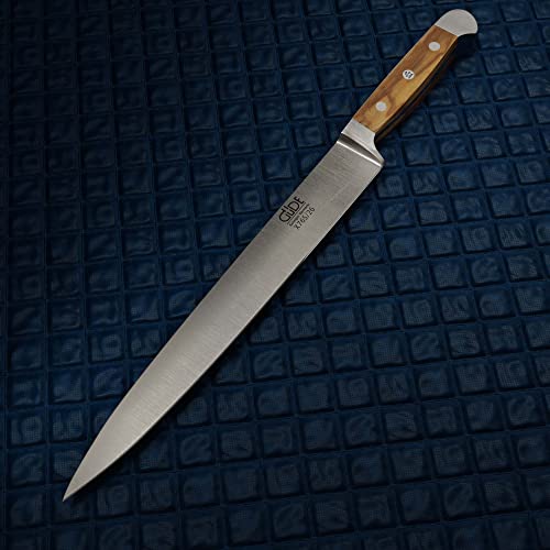 Foto von GÜDE Solingen - Schinkenmesser geschmiedet, 26 cm, Olivenholz, ALPHA OLIVE, Tranchiermesser, Doppelkropf, Handmade Germany
