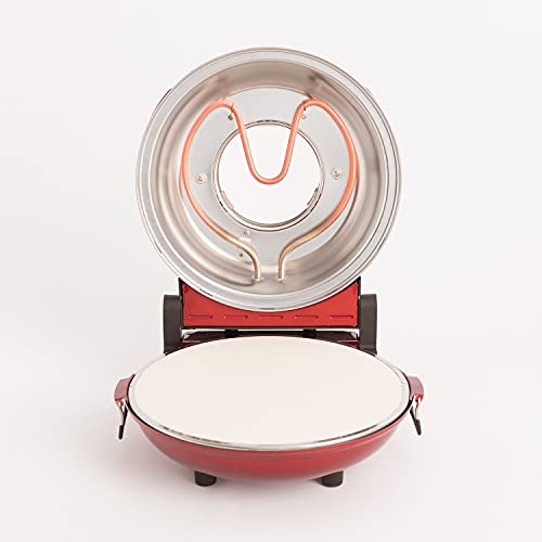 CREATE-PIZZA-MAKER-Horno-Electrico-Pizzas-Rojo-Base-de-Piedra-Especial-para-cocinar-Pizza-31-CM-Diametro-1200-W-Temperatura-hasta-350-Niveles-Potencia-5-con-Temporizador-Autoapagado