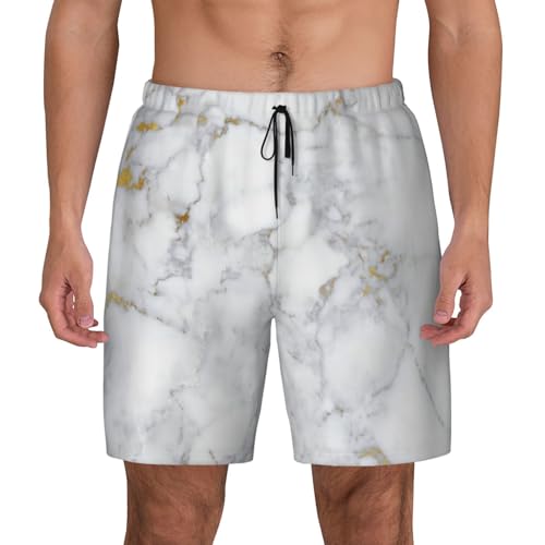 Short de bain respirant léger homme imprimé marbre noir
