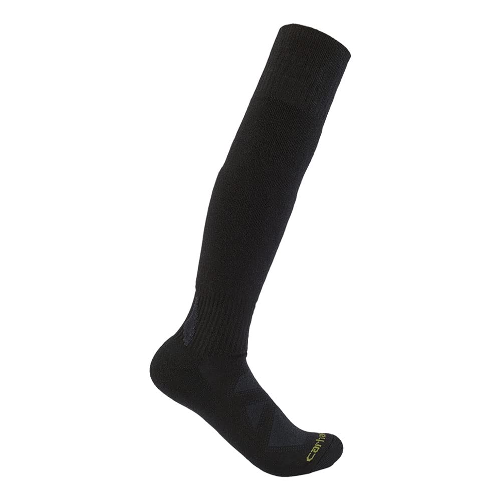 Carhartt Men's Midweight Merino Wool Blend Uniform Over-The-Calf Sock, Black, Medium