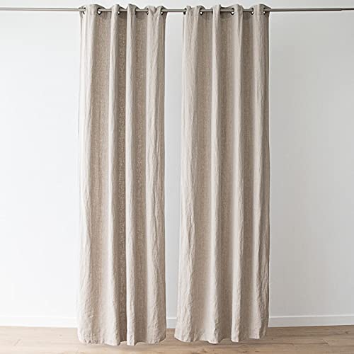 LinenMe 1x Rideau Lin 100% avec Oeillets - Rideaux Voilage Lin pour Salon Chambre à Coucher - 140x305 cm - Terra Natural