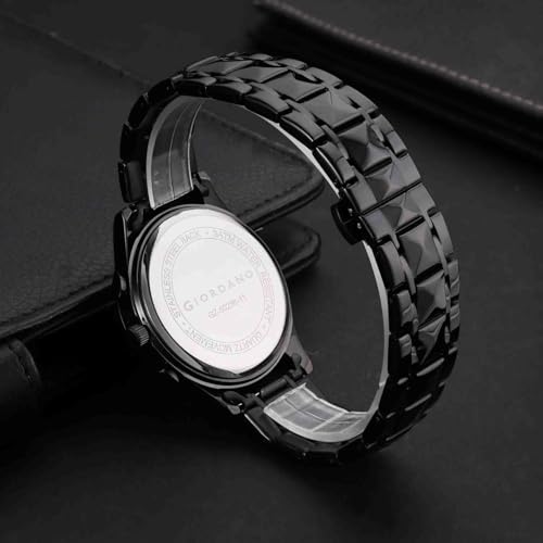Image of Giordano Chronograph Analog Quartz Watch for Men with Round Dial, Multifunction Subdials, Sun Moon Display, Crystal Hour Markers, Roman Numerals, Stainless Steel Strap - GZ-50236
