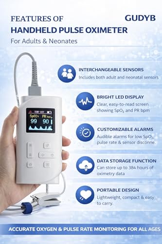 Image of Handheld Pulse Oximeter | Professional SPO2 & Pulse Rate Monitor with TFT LCD Display | Rechargeable Finger Oximeter | Ideal for Hospital, Clinic & Home Health Use (Neonatal /Kids)