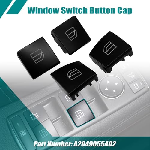 Image of SecosAutoparts 4 Pcs Window Switch Button Cap A2049055402 Fit for Mercedes Benz E-Class E200 E220 E250 E300 C-Class C180 C200 C220 C250 C300 C350 2009-2016 Interior Window Switch Button Cover