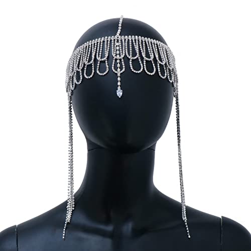 Neue Accessoires Persönlichkeit übertriebene Strass lange Fransen Stirnband Kopfbedeckung Punk Haarkette Cover