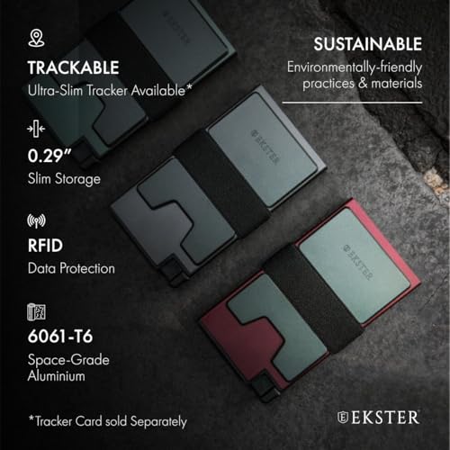 Image of Ekster Aluminum Cardholder Wallet for Men | Metal Wallets with RFID Blocking Layer | Slim & Minimalist Aluminum Wallet with Push Button for Quick Card Access (Redwood)