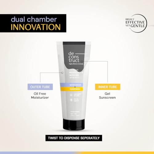 Image of Deconstruct 2 in 1 Moisturizer & Sunscreen | SPF 50 PA++++, Oil Free Moisturizer & Gel Sunscreen, Invivo Tested, Lightweight, Non-Greasy, For oily, combination, normal skin |For Men & Women - 50gm