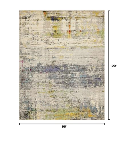 Tapete decorativo rectangular 8' x 10' beige y gris miniatura 2