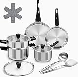 Photo Gallery tieplis set di pentole e padelle, in acciaio inox, 14 pezzi, con inserto a vapore e utensili da cucina, lavabile in lavastoviglie, per tutti i piani cottura (gas, elettrico, ceramica, induzione) Photo Gallery tieplis set di pentole e padelle, in acciaio inox, 14 pezzi, con inserto a vapore e utensili da cucina, lavabile in lavastoviglie, per tutti i piani cottura (gas, elettrico, ceramica, induzione)