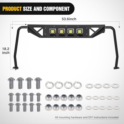 Image of Nilight Windshield Frame Cover for 2021-2026 Ford Bronco 2 /4 Door | with light for 2021 2022 2023 2024 2025 2026 Accessories Roof Sun Visor Cowl Body Armor with 4 x LED Lights Black