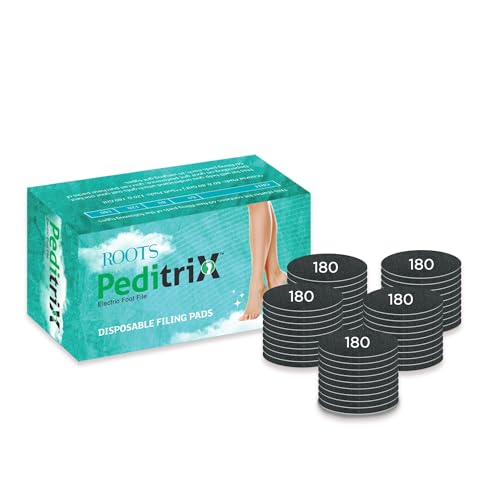 Image of ROOTS Peditrix Disposable Filing Pad | Pedicure Tool | Electric Foot Scrubber | Dead Skin Remover | Foot Callus Remover | Gently Polish Soft /Sensitive Skin | For Men & Women | 180 Grits (50 Pieces)