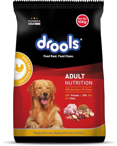 Drools Adult Dry Dog Food 10kg | Chicken & Egg Flavour | Omega 3 & 6 for Healthy Growth | Better Digestibility & Health | Maintains Joint Health | Hel