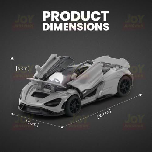 Image of JOY JUNCTION Limited Edition 1:32 Scale Metal Pull Back Toy car with Openable Doors, Light & Engine Sound - Realistic Collectible for Boys Kids 3+ Years & Above (McLaran 765LT JJ333 Grey)