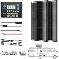 ACOPOWER 200 Watts 12/24 Volts Monocrystalline Panel Solar RV Kits with 20A PWM