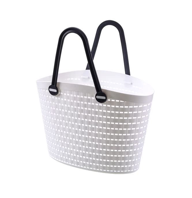 HOMIES, 1 piece Caddy Tote Portable shopping basket Storage Bin with handle, Multipurpose White Plastic Storage Basket (H25cm*L36cm*W17cm)-image-44