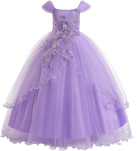 Flower Girl for Wedding 3D lace Flowers Pageant Dresses for Girls with Bow-Knot