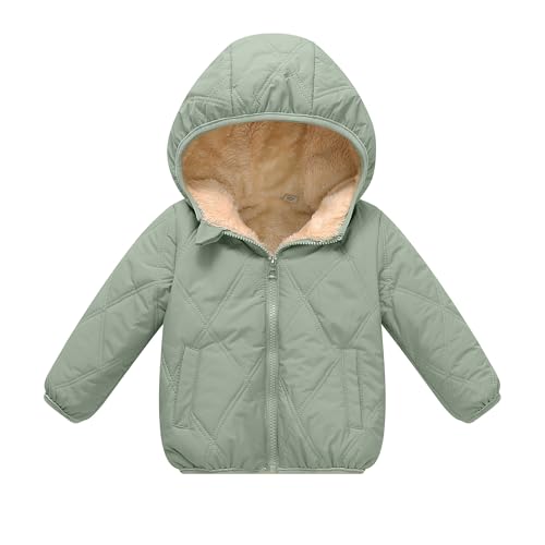 AMIYAN Toddler Winter Jackets Fleece Lined Coat Boys Warm Hooded Coat Girls Zipper Outerwear for Kids 1-6 Years