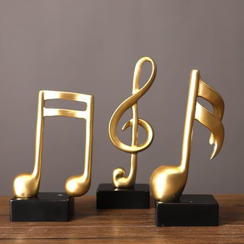 YORISMAL Satz von 3 modernen einfachen Musik Dekoration Musik Note Harz Ornament Büro Haus Wohnzimmer TV Schrank Eingang Dekoration
