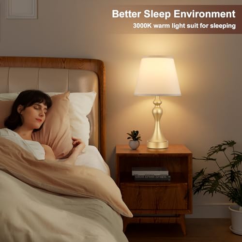 Aooshine Dimmable Bedside Lamps Set of 2, Bedside Lamps with USB A+C Ports - Image 4