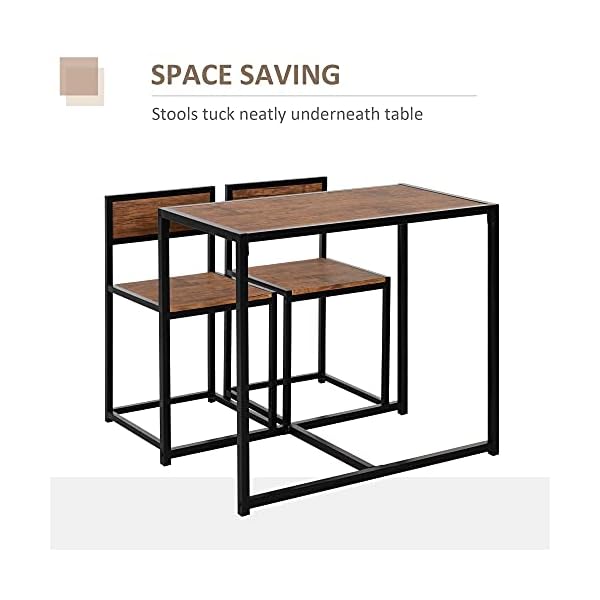 HOMCOM 3 Pcs Table Stool Set Industrial Design w/Steel Frame MDF Panels Living Room Bar Modern Furniture - Image 8