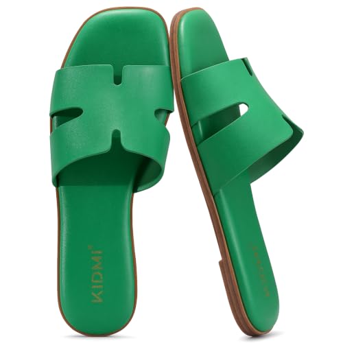 Image of KIDMI Women's Dressy Flat Sandals, Comfortable Slip On Summer Slides, Fashion Open Toe Casual Sandals