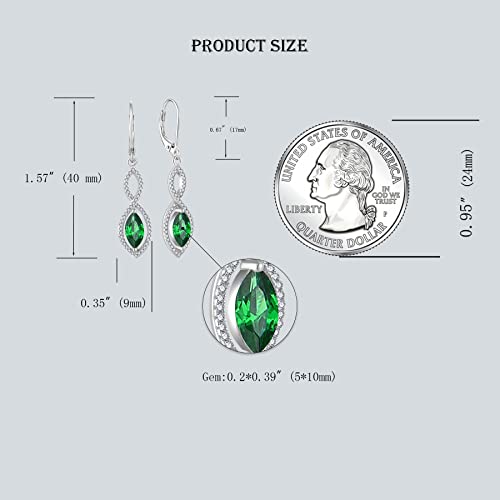 Romieka Infinity Dangle Earrings 925 Sterling Silver May Birthstone Emerald Drop Leverback Earrings For Women Anniversary Valentines Mother's Day Jewelry Gifts #TOP1
