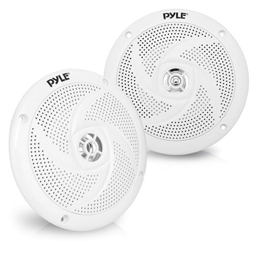 Pyle Marine Speakers - 5.25 Inch 2 Way Waterproof and Weather Resistant Outdoor Audio Stereo Sound System with 180 Watt Power and Low Profile Slim Style - 1 Pair - PLMRS5W (White)