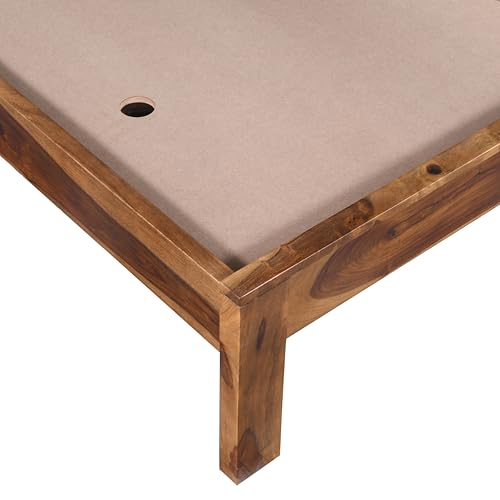Image of EXCEL International Jiksa Design Solid Sheesham (Rose) Wood Queen Size Bed Without Storage | Wooden Double Bed | Rosewood, with Provincial Teak Finish - Elegant, Durable & Spacious