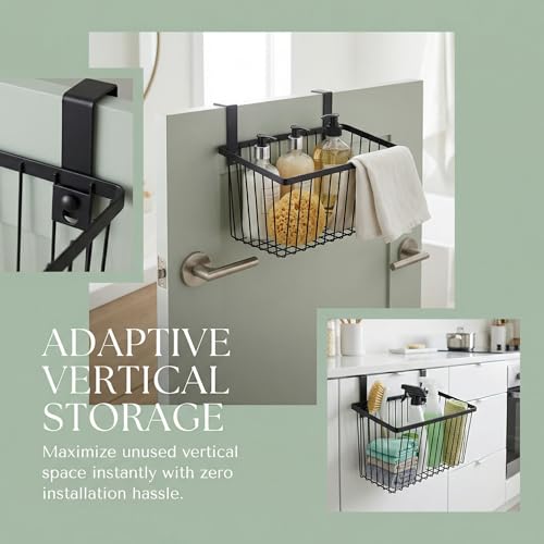 LeleCAT-Grid-Storage-Baskets-with-Hooks-Over-Cabinet-Door-Organizer-Wire-Basket-Hanging-Storage-Organizer-Kitchen-Bathroom-Organizer-Black-Large